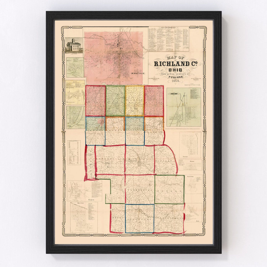 Vintage Map of Richland County, Ohio 1856