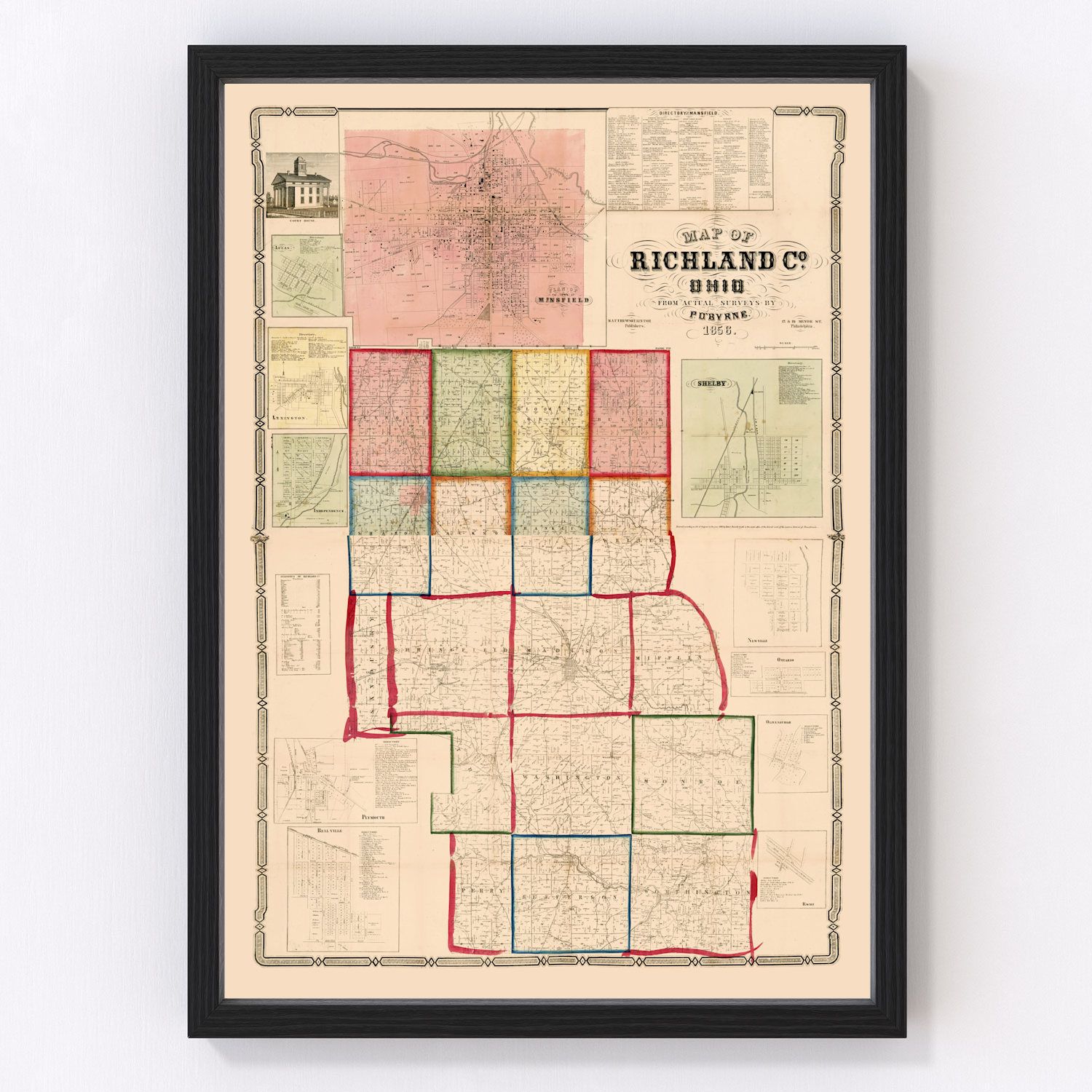 Vintage Map of Richland County, Ohio 1856