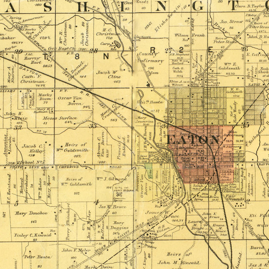 Vintage Map of Preble County, Ohio 1887