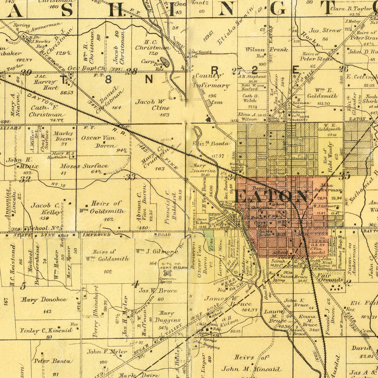 Vintage Map of Preble County, Ohio 1887