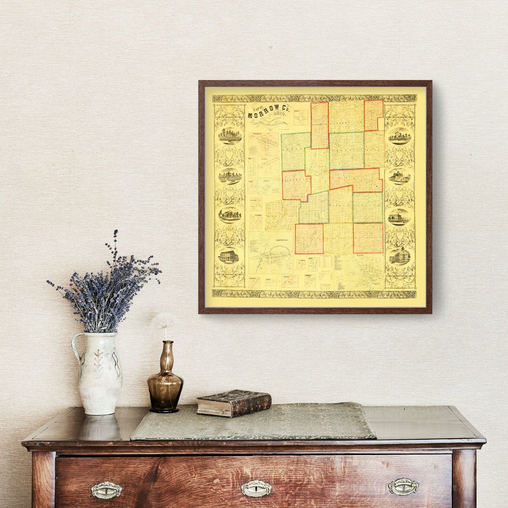Vintage Map of Morrow County, Ohio 1857
