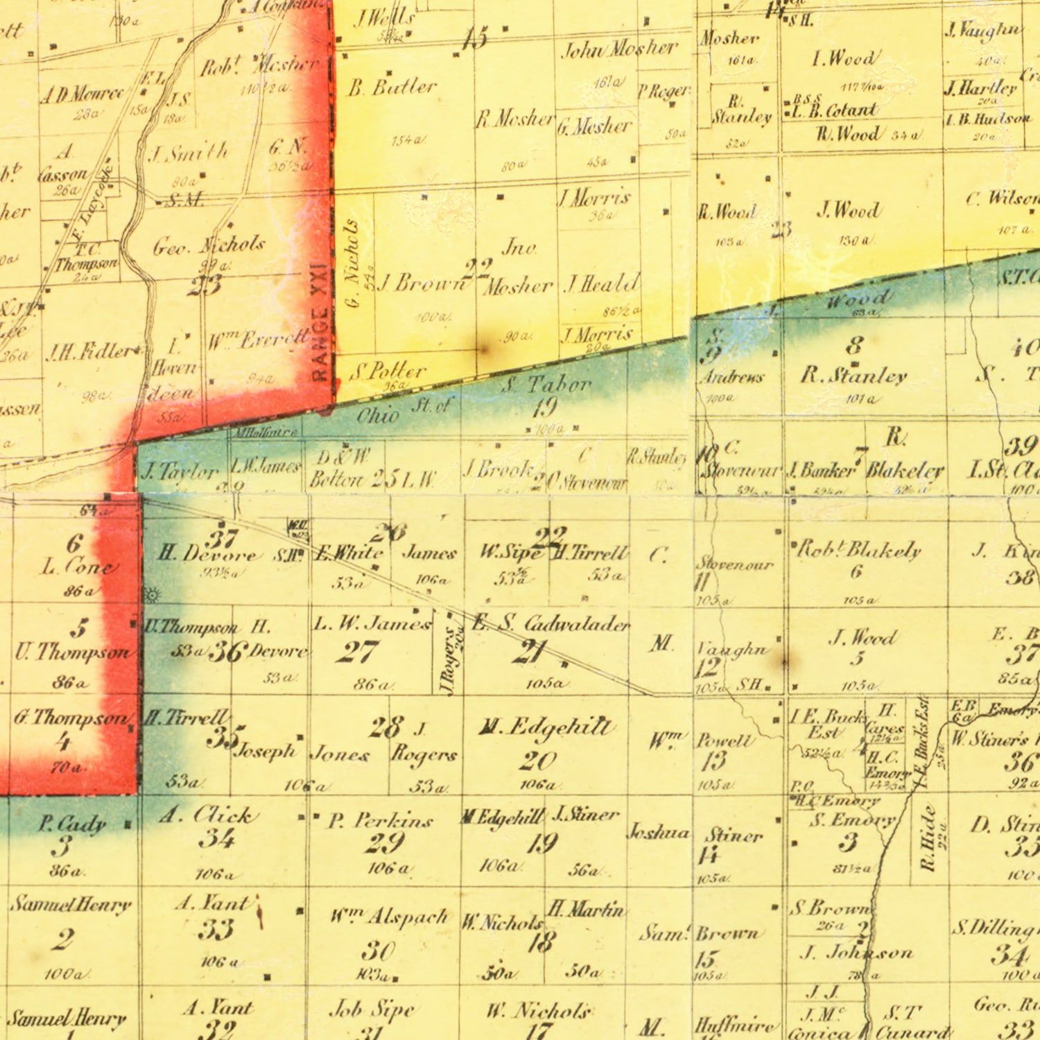 Vintage Map of Morrow County, Ohio 1857