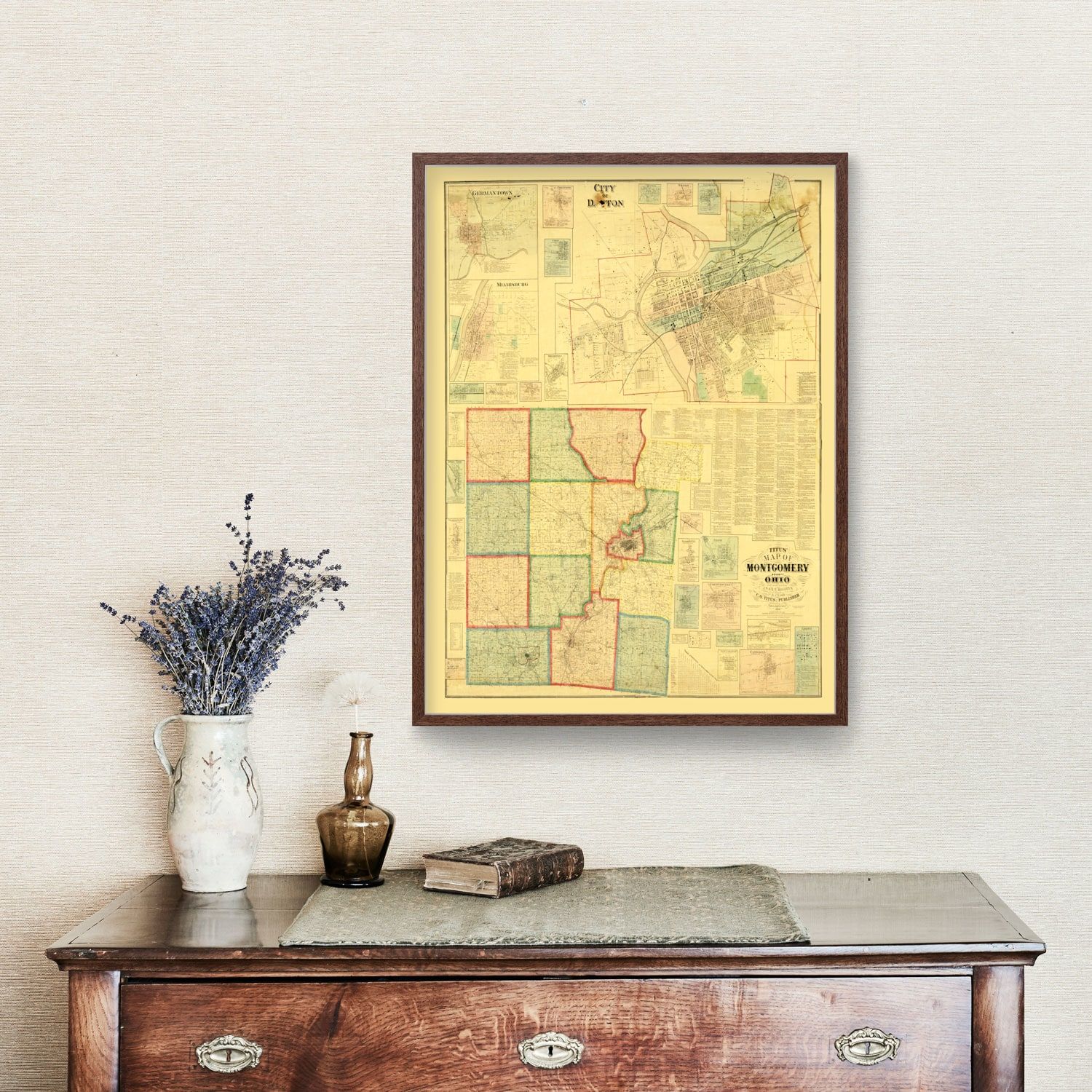 Vintage Map of Montgomery County, Ohio 1869