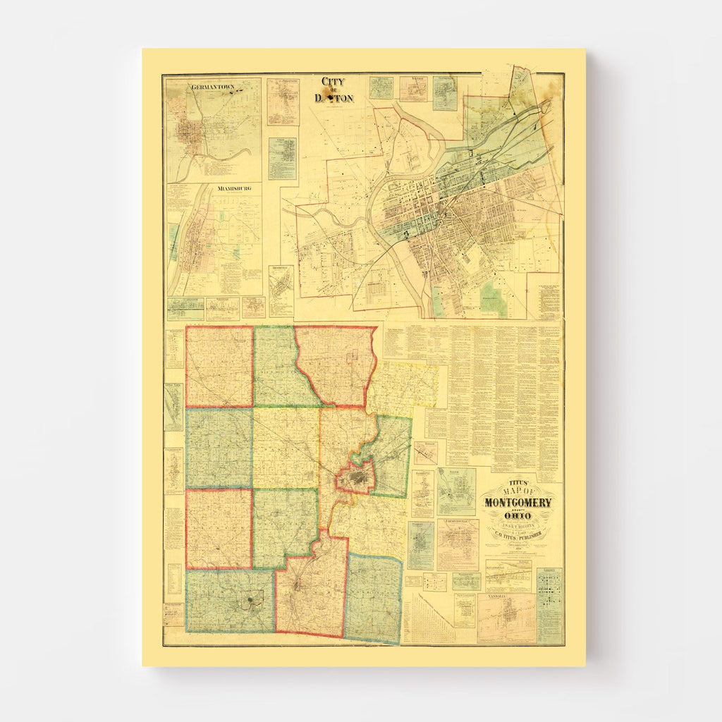 Vintage Map of Montgomery County, Ohio 1869