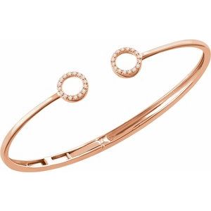 14K Rose Gold 1/6 CTW Natural Diamond Circle Hinged Cuff 7" Bracelet