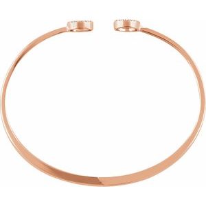 14K Rose Gold 1/6 CTW Natural Diamond Circle Hinged Cuff 7" Bracelet – image 4