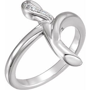 14K White Gold .03 CTW Natural Diamond Cross Ring