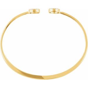 14K Yellow Gold 1/6 CTW Natural Diamond Circle Hinged Cuff 7" Bracelet – image 4