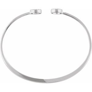 14K White Gold 1/6 CTW Natural Diamond Circle Hinged Cuff 7" Bracelet – image 3