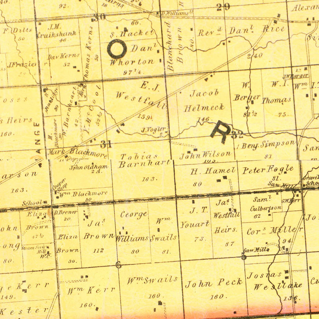 Vintage Map of Miami County, Ohio 1858