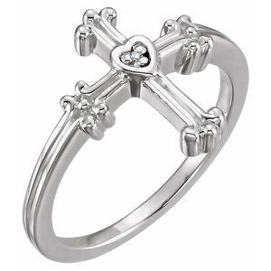 Sterling Silver .005 CTW Natural Diamond Cross Ring
