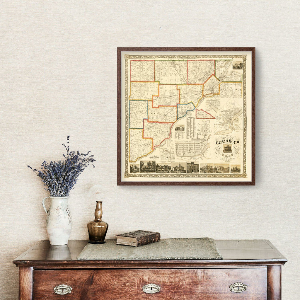 Vintage Map of Lucas County, Ohio 1861