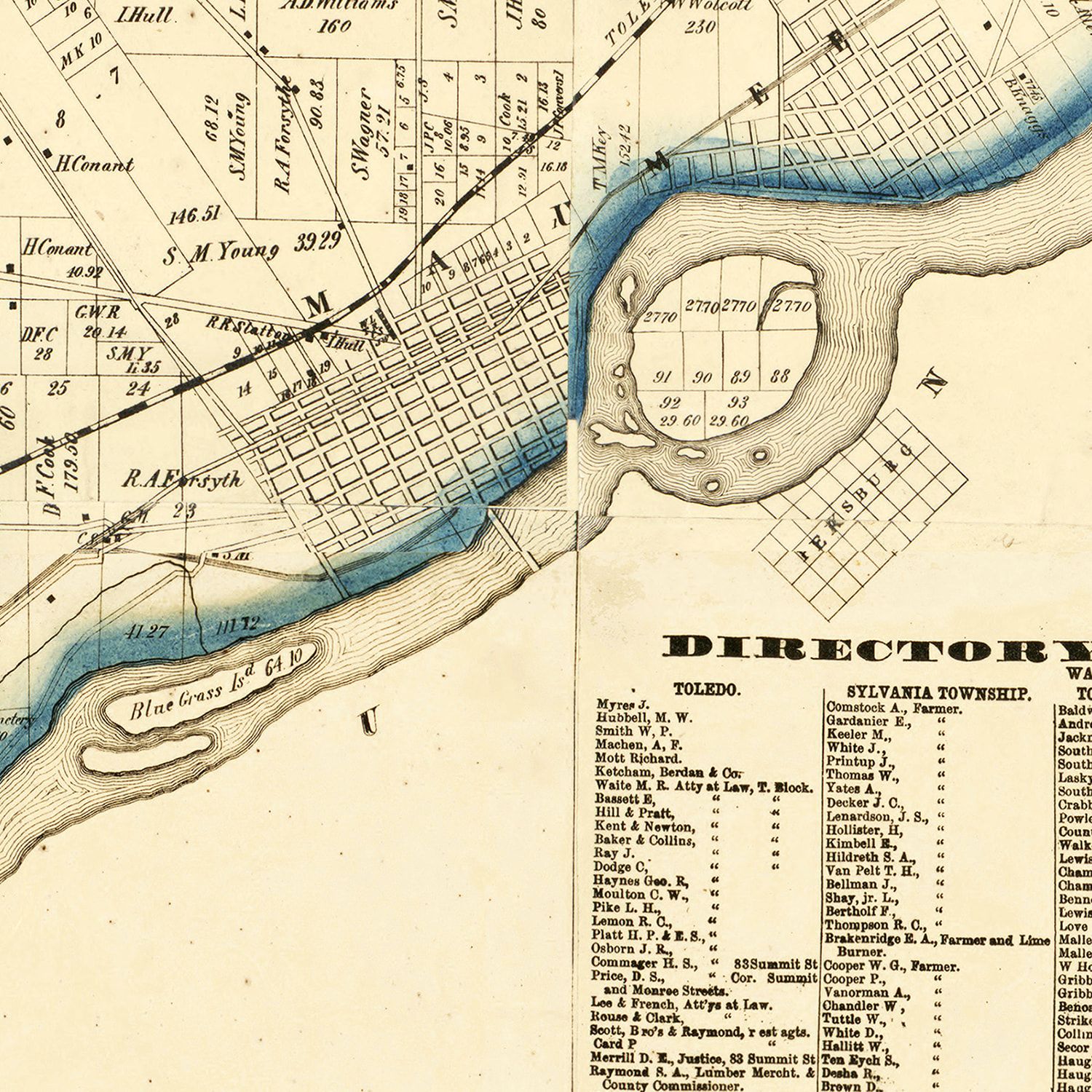 Vintage Map of Lucas County, Ohio 1861