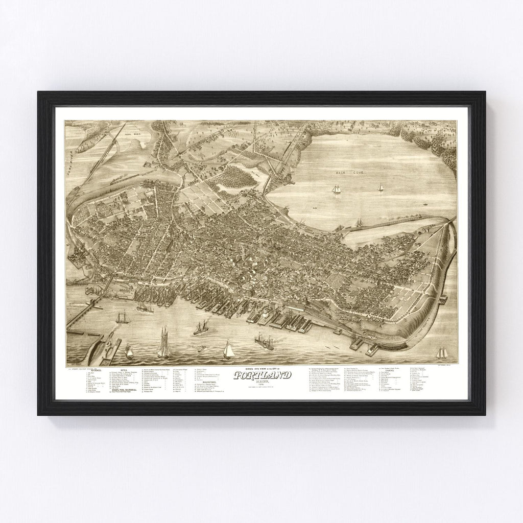 Vintage Map of Portland, Maine 1876