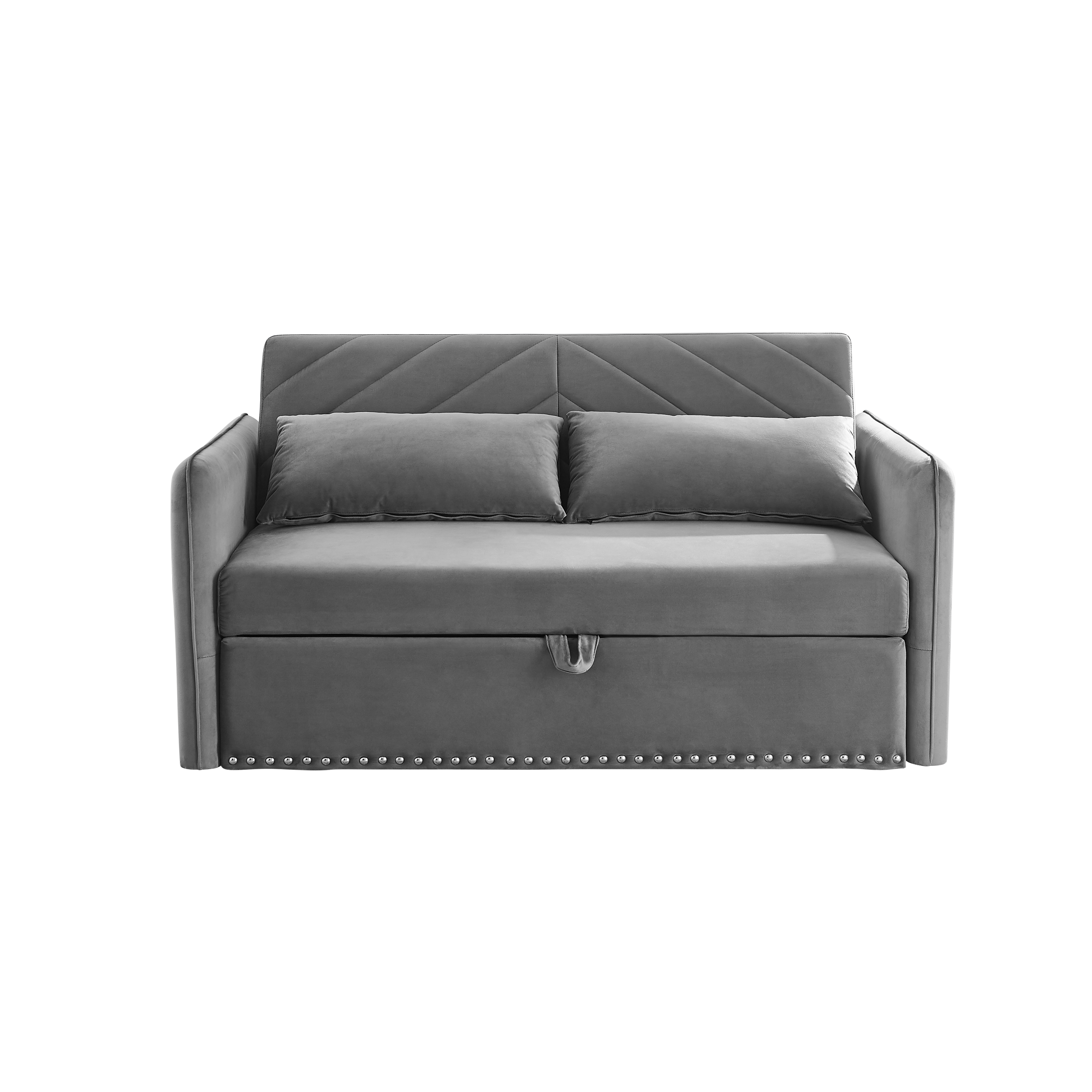 MH' Sleeper Sofa Bed w/USB Port, 3-in-1 adjustable sleeper with pull-out bed, 2 lumbar pillows and side pocket, soft velvet convertible sleeper sofa bed, suitable for living room bedroom