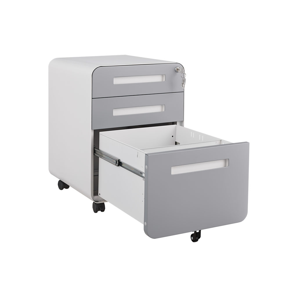 Simple Style Mobile File Cabinet 3 Drawer Storage for Legal/Letter/A4, Black Steel Anti-Tilting Design
