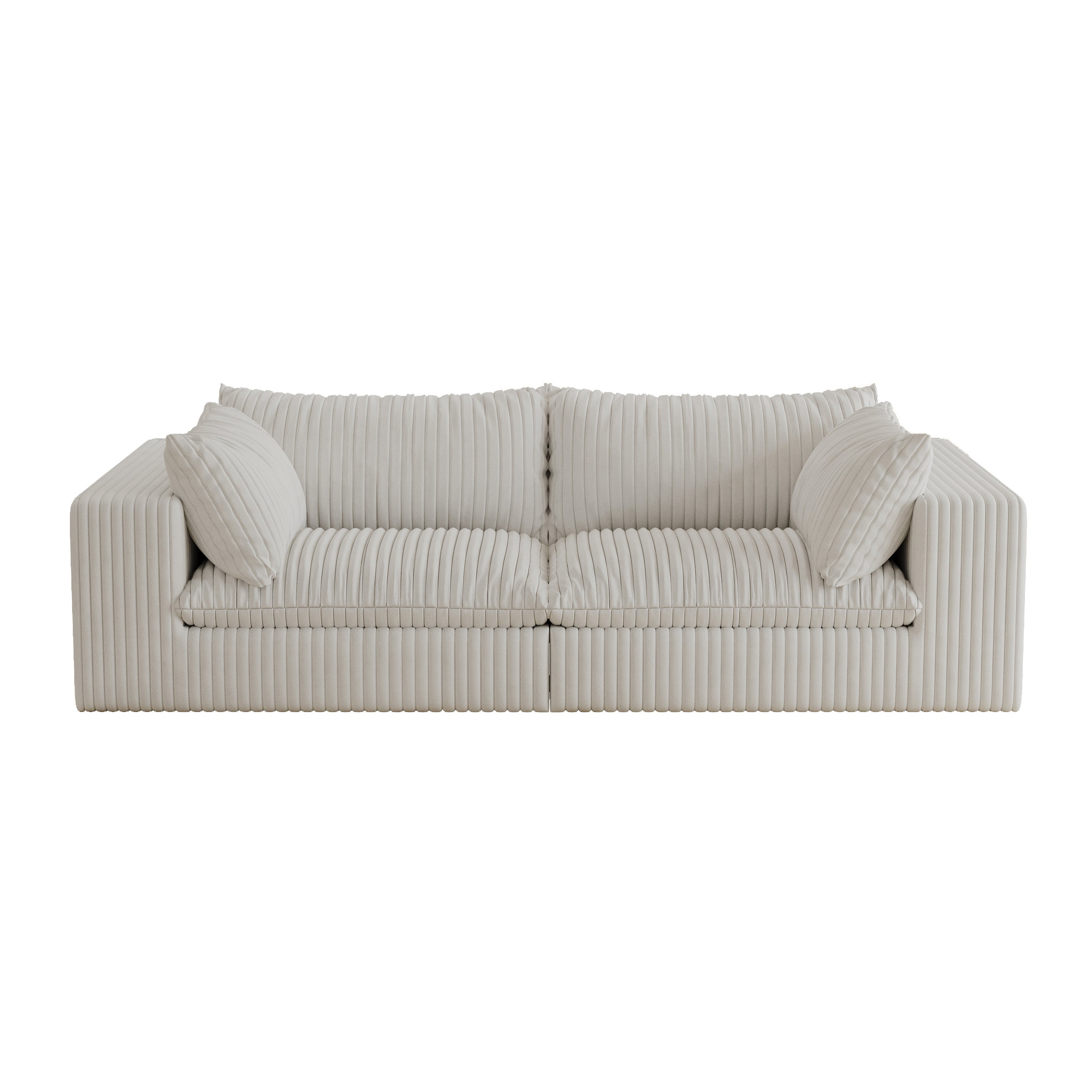 39.8' Cloud Sofa,Corduroy Fabric,Deep Seat Couches,Double-layer design,Removable  Cushion,No Assembly, DIY Combination for Living room, Bedroom,Conference room ,Apartment,White