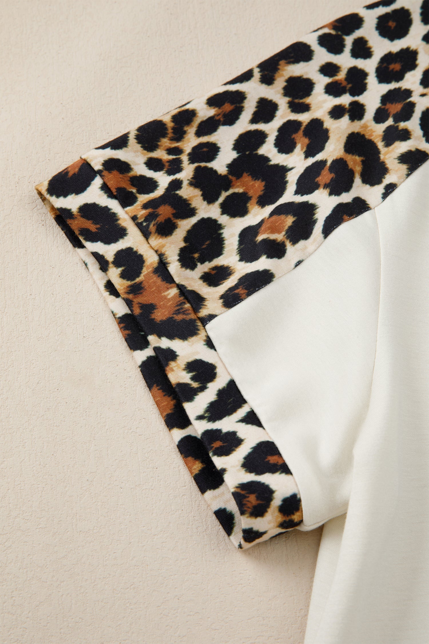 Leopard Patchwork Half Buttoned Short Sleeve Top