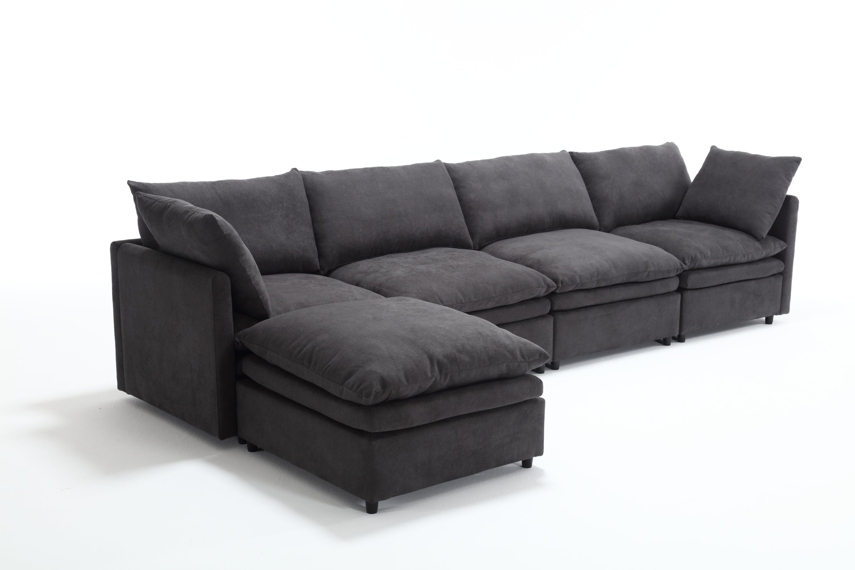 [ PACKAGING NEW UPGRADE]   [VIDEO PROVIDED]Modern U-shaped Sectional Sofa ,5-seat  Sofa ,Sleeper Sofa Couch with Chaise Lounge for Living Room,Apartment,Upholstered,Polyester,New upgrade,Dark Gray