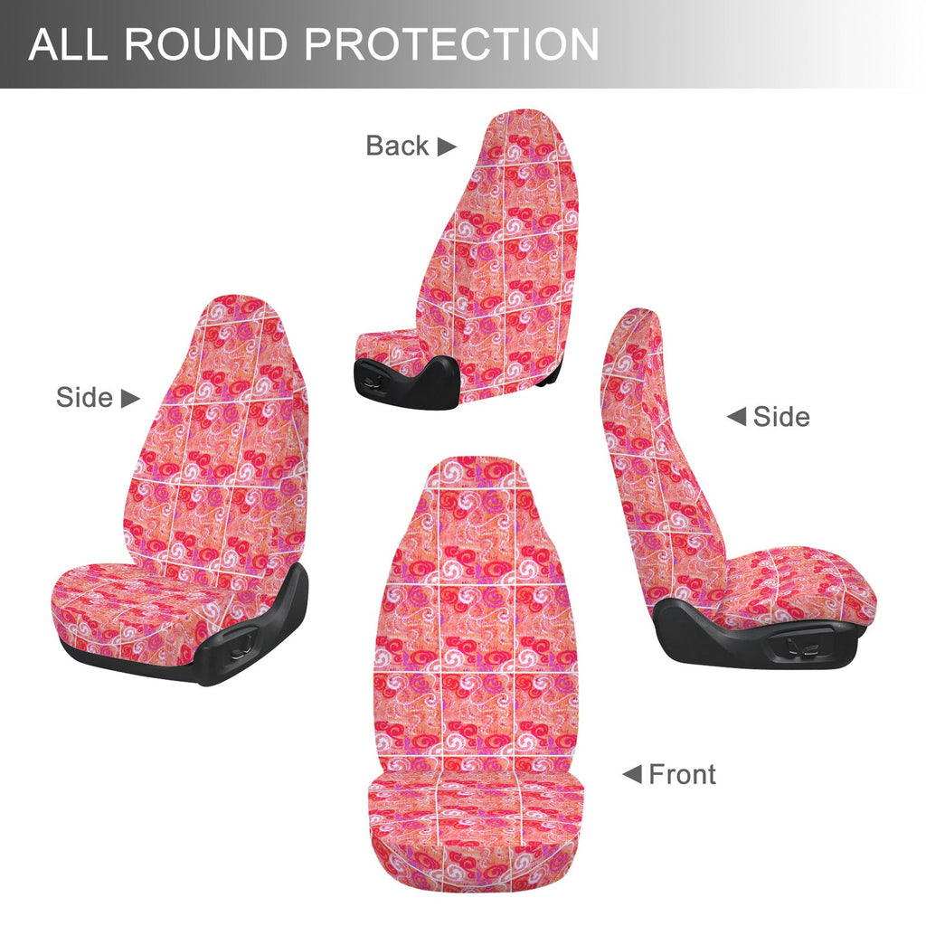 Orange Swirl Design Car Seat Covers (Set of 2) | Ships from USA