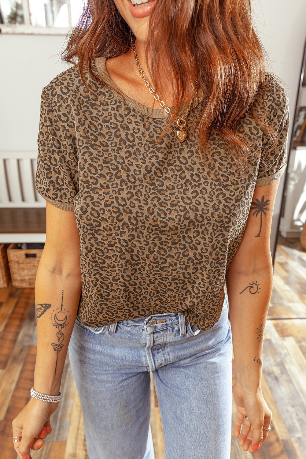 Leopard Short Sleeve Crewneck T-Shirt