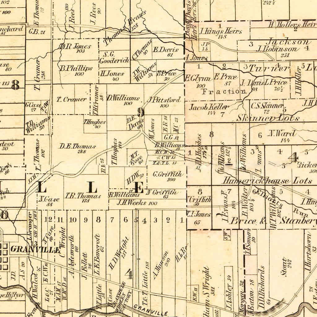 Vintage Map of Licking County, Ohio 1854