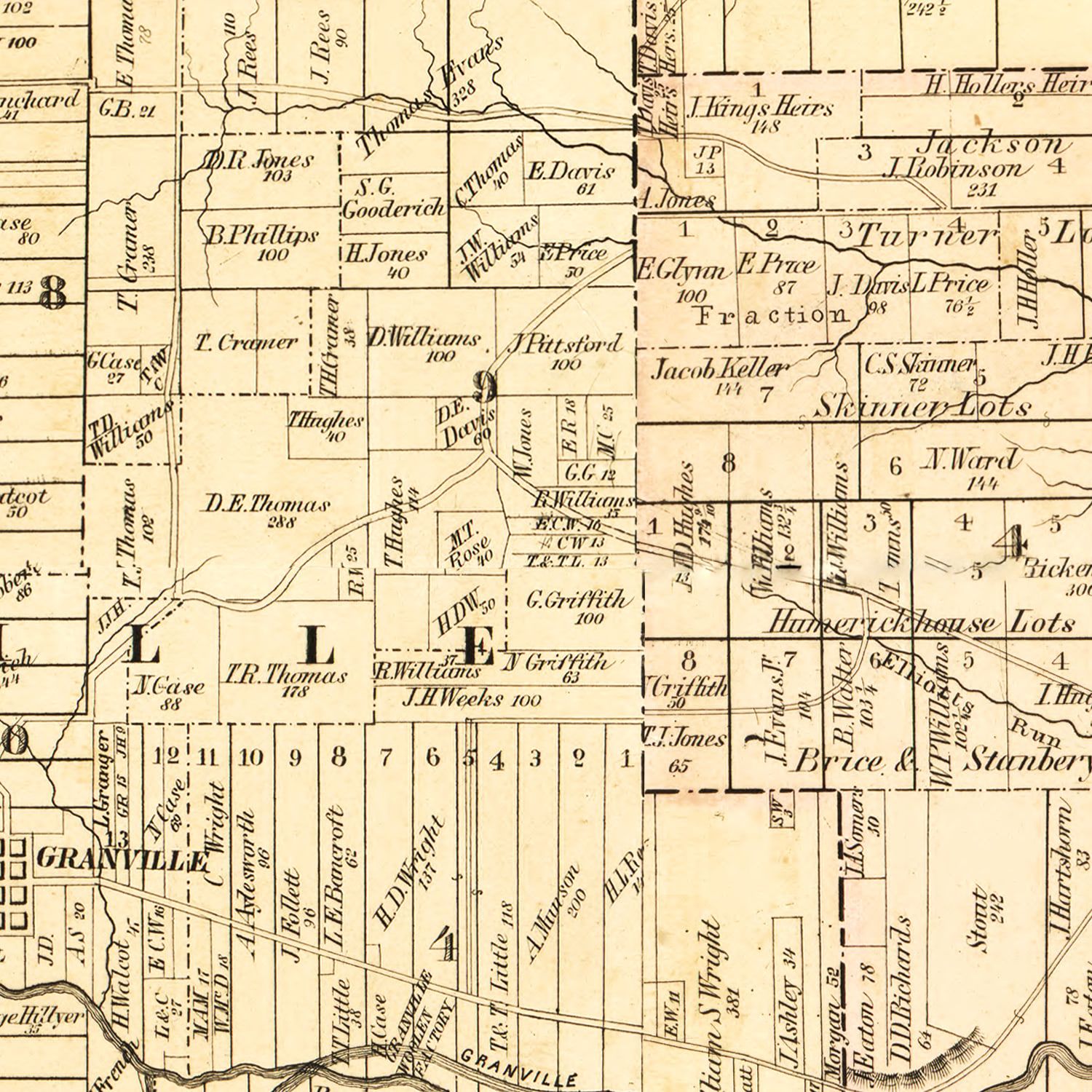 Vintage Map of Licking County, Ohio 1854