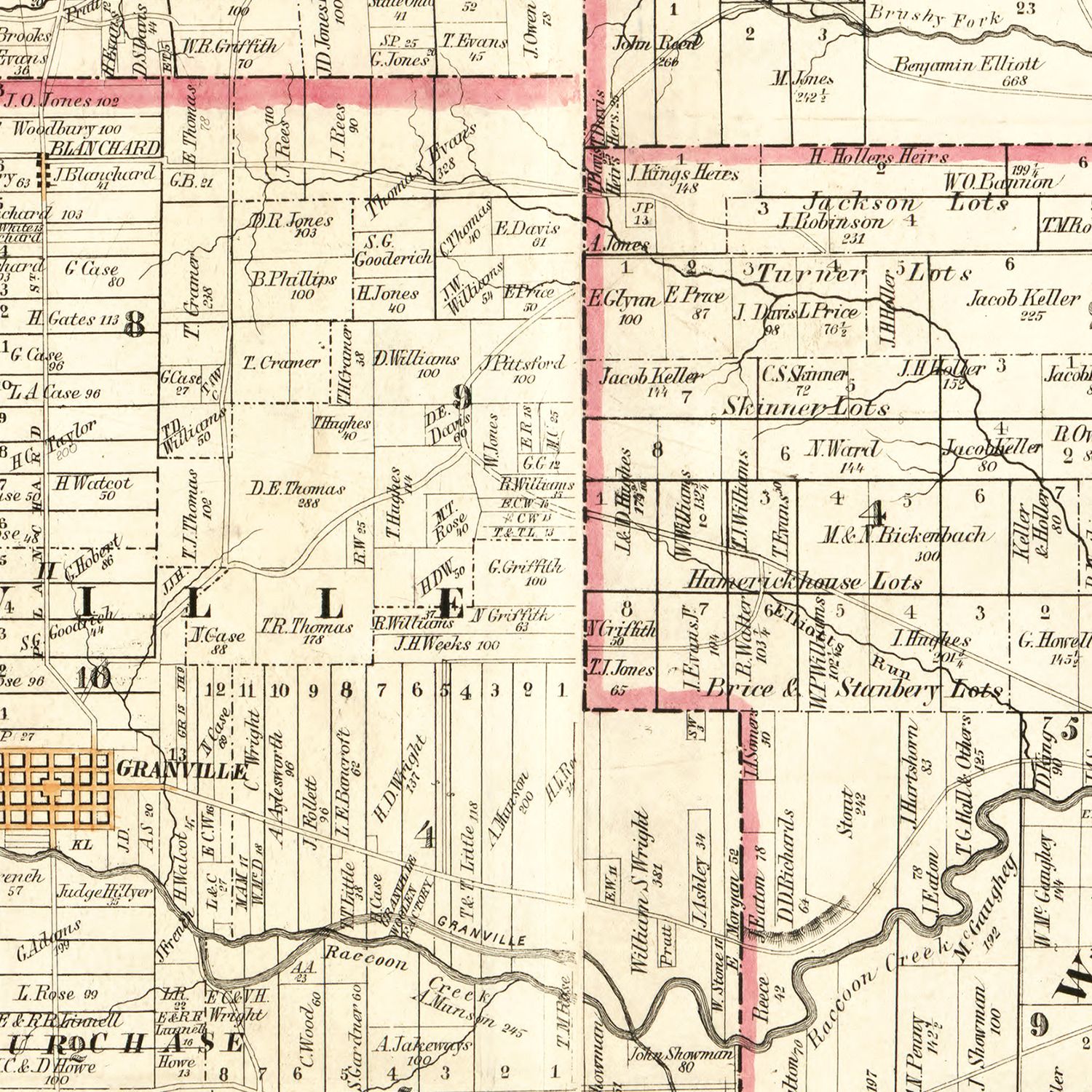 Vintage Map of Licking County, Ohio 1854