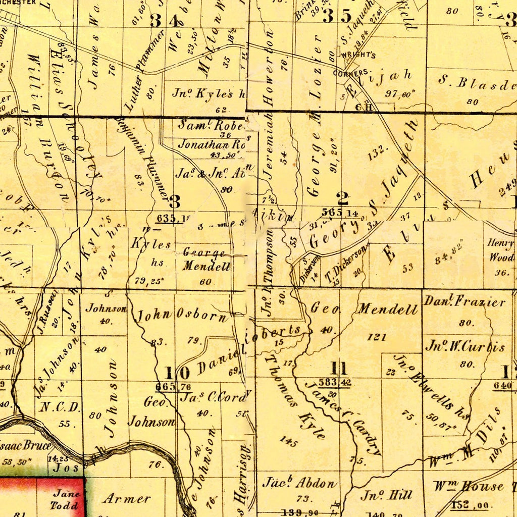 Vintage Map of Dearborn County, Indiana 1860