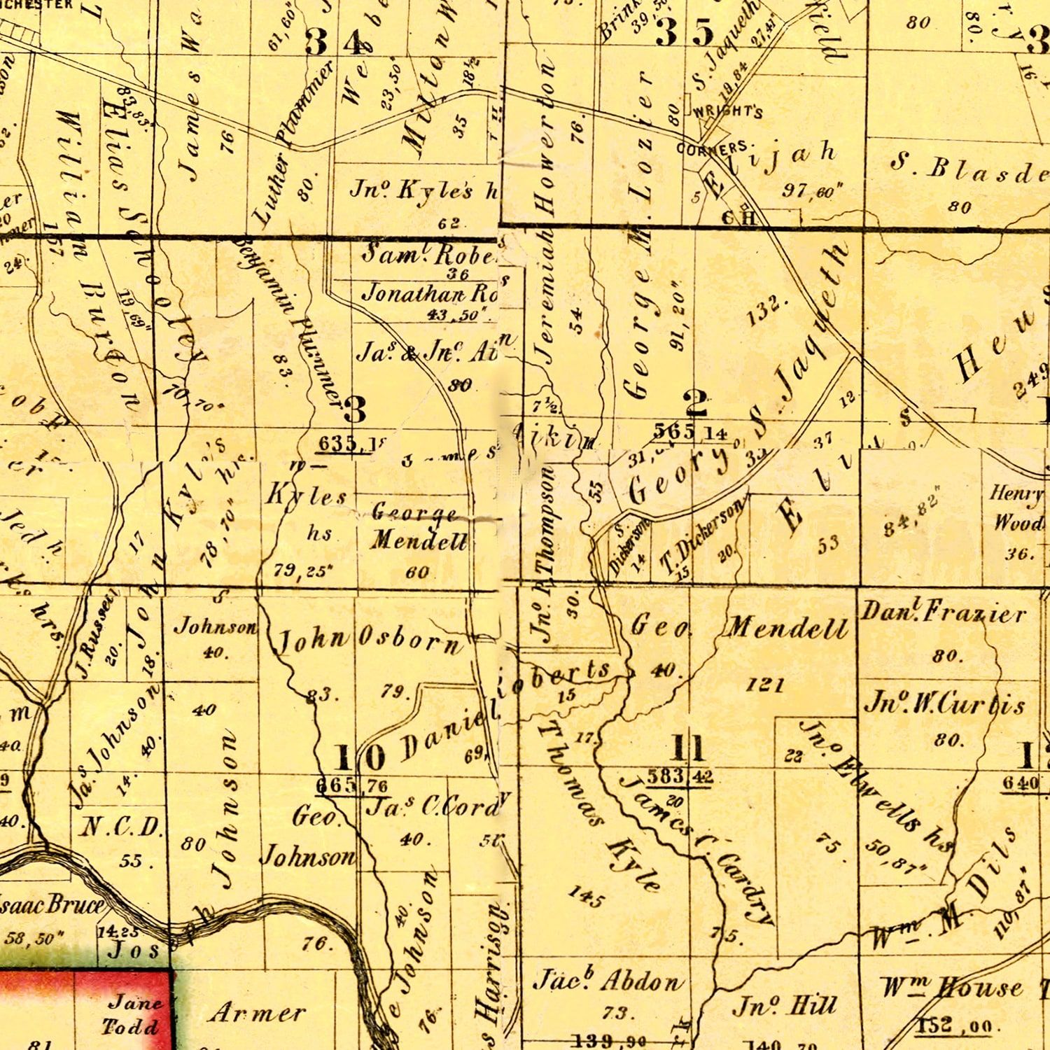 Vintage Map of Dearborn County, Indiana 1860