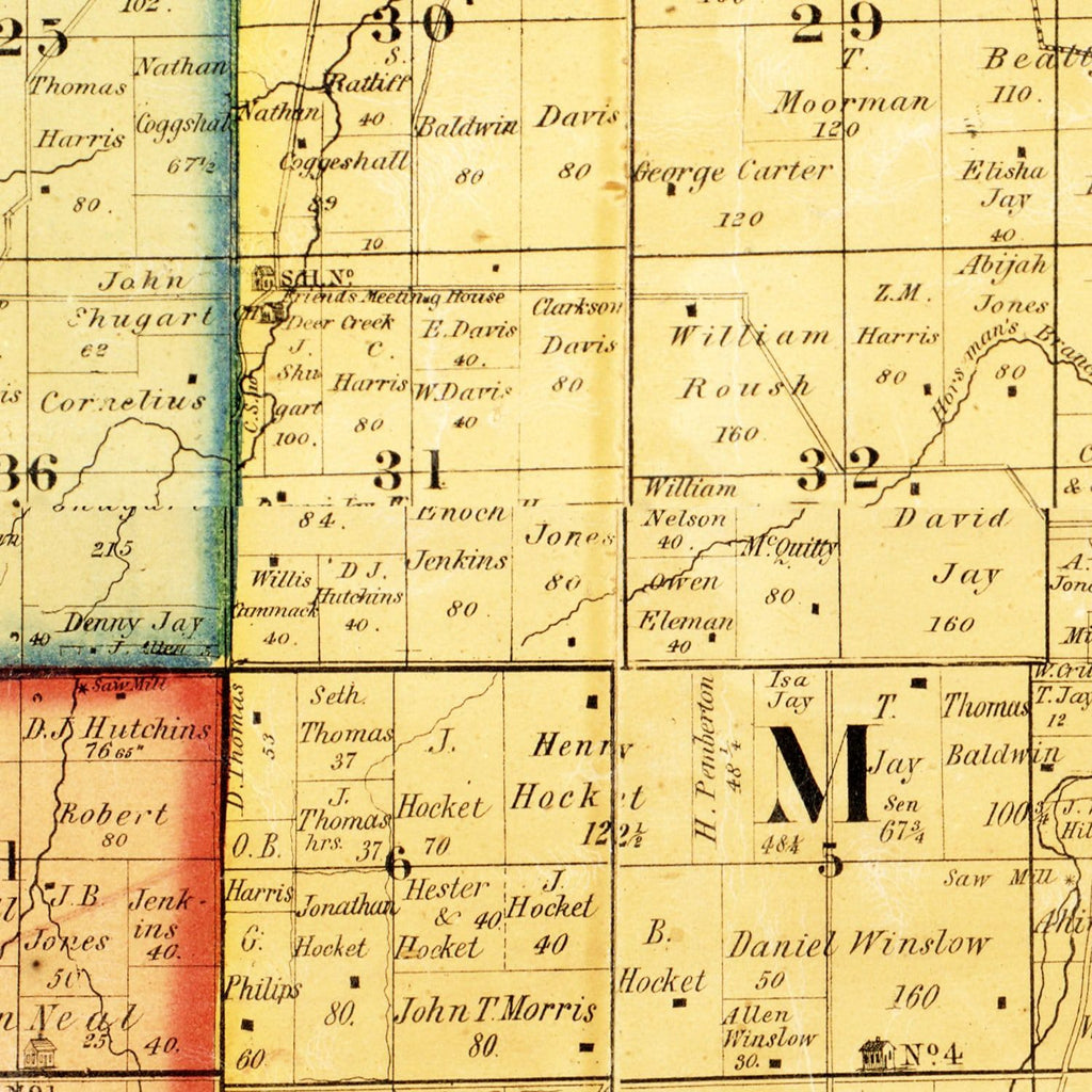 Vintage Map of Grant County, Indiana 1869