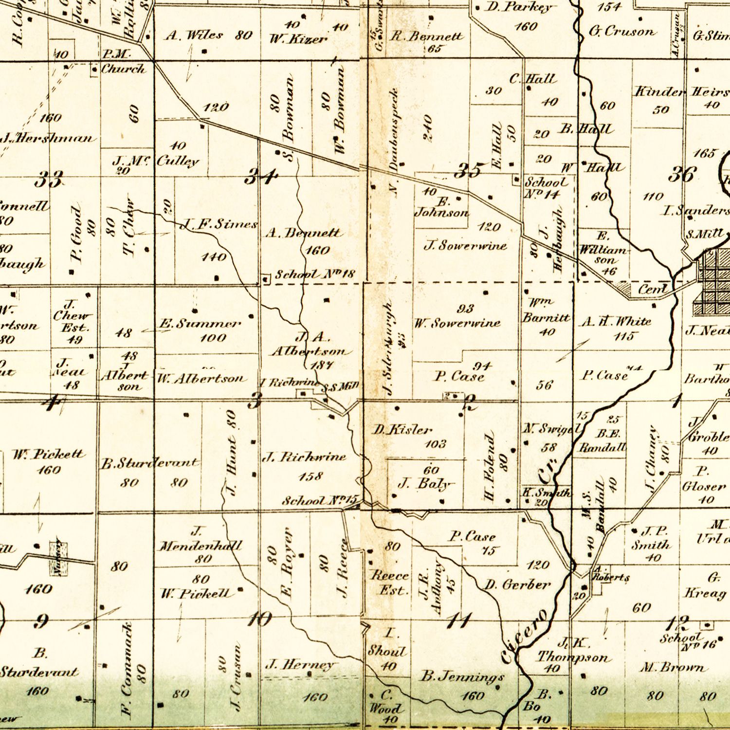 Vintage Map of Hamilton County, Indiana 1866