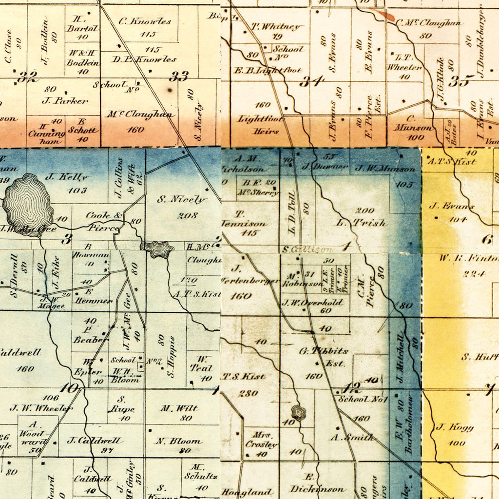Vintage Map of Kosciusko County, Indiana 1866