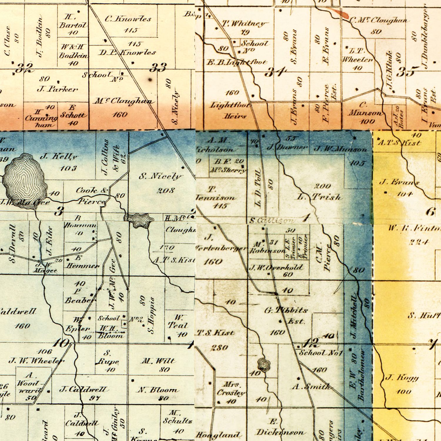 Vintage Map of Kosciusko County, Indiana 1866