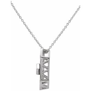 Sterling Silver Natural Black Onyx & Imitation White Cubic Zirconia Halo-Style 18" Necklace