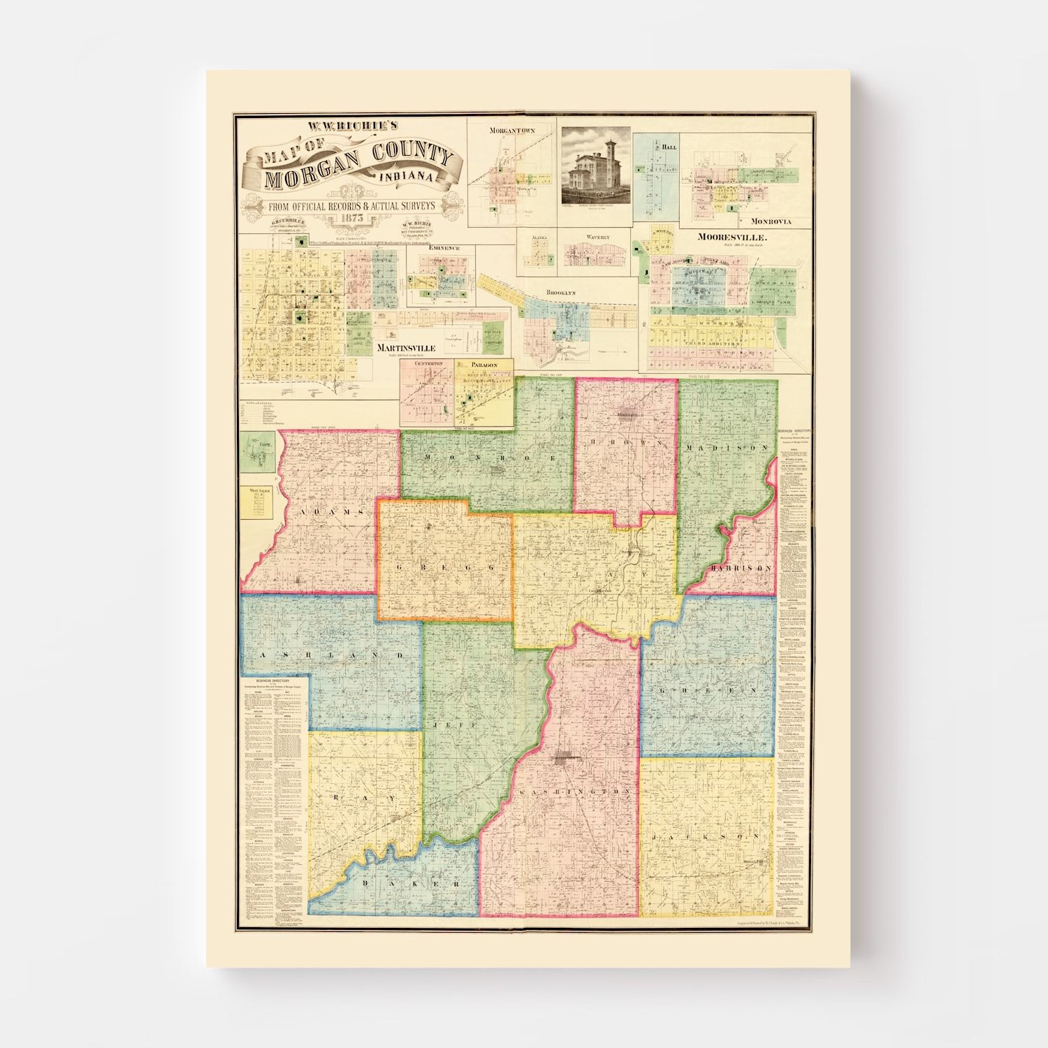 Vintage Map of Morgan County, Indiana 1875