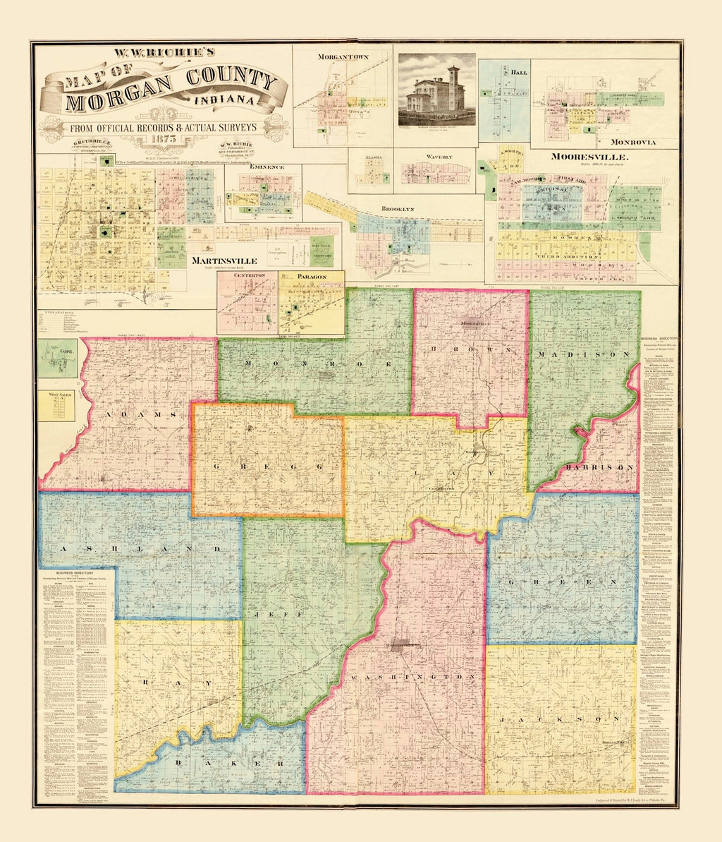 Vintage Map of Morgan County, Indiana 1875