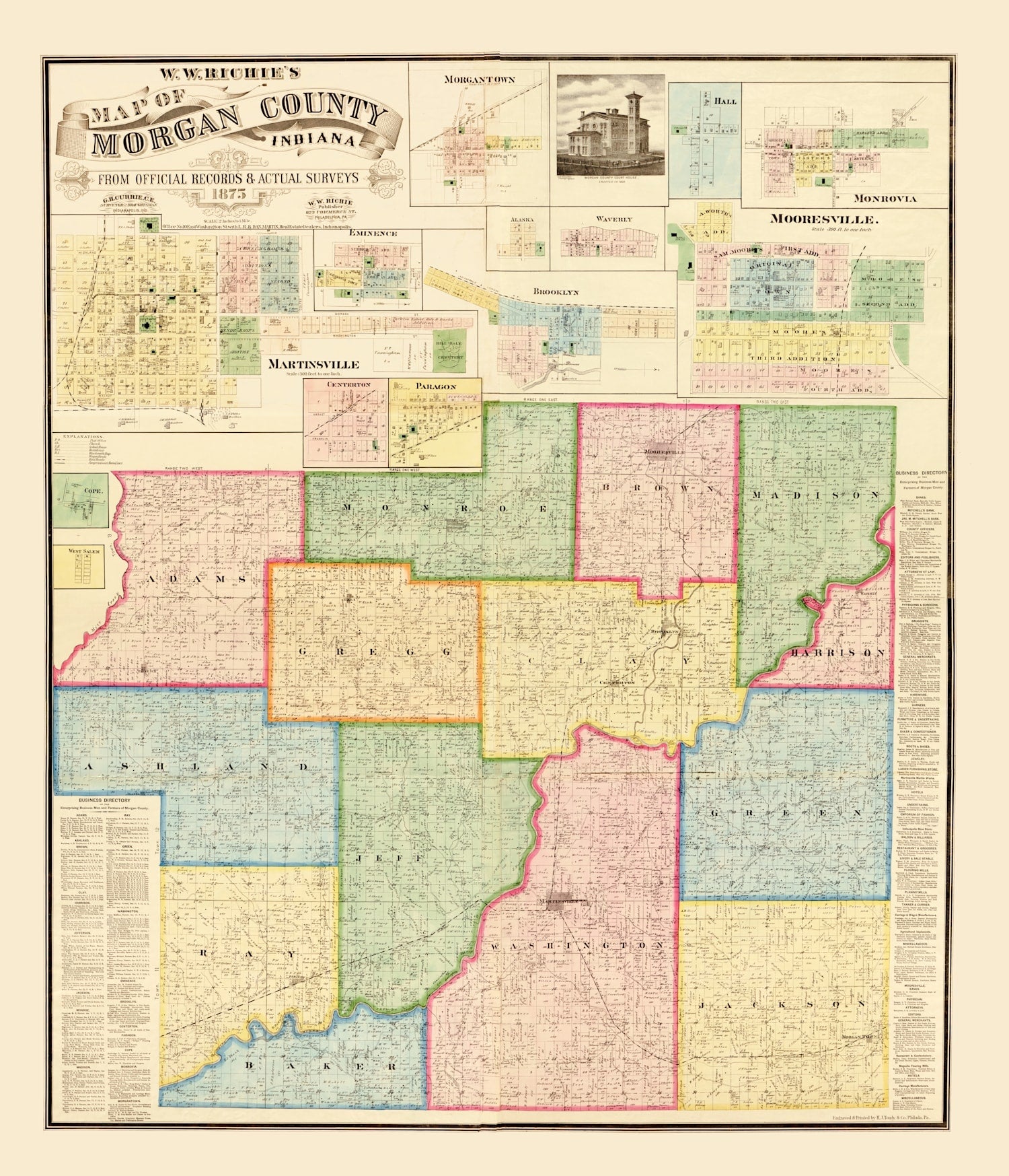 Vintage Map of Morgan County, Indiana 1875