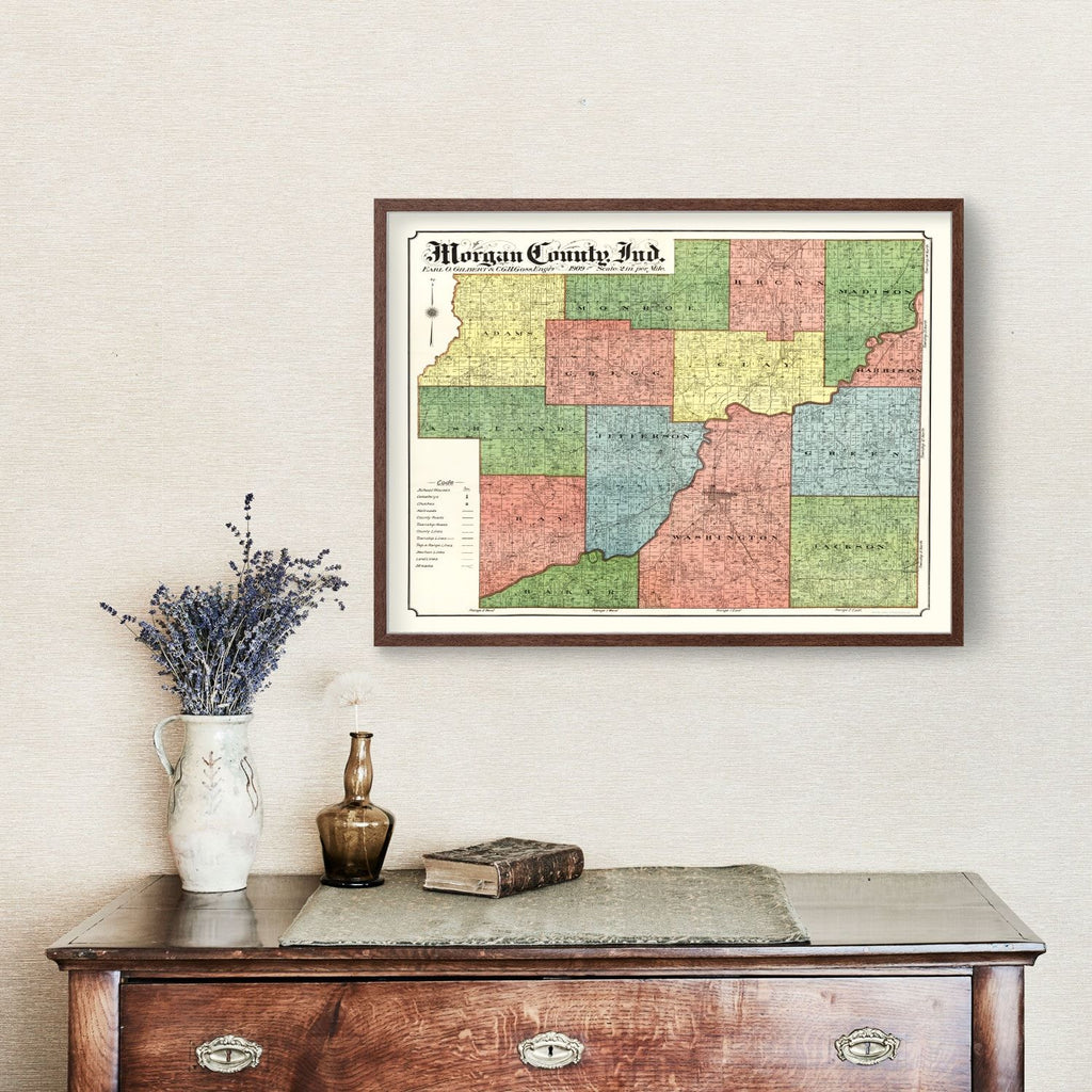 Vintage Map of Morgan County, Indiana 1909