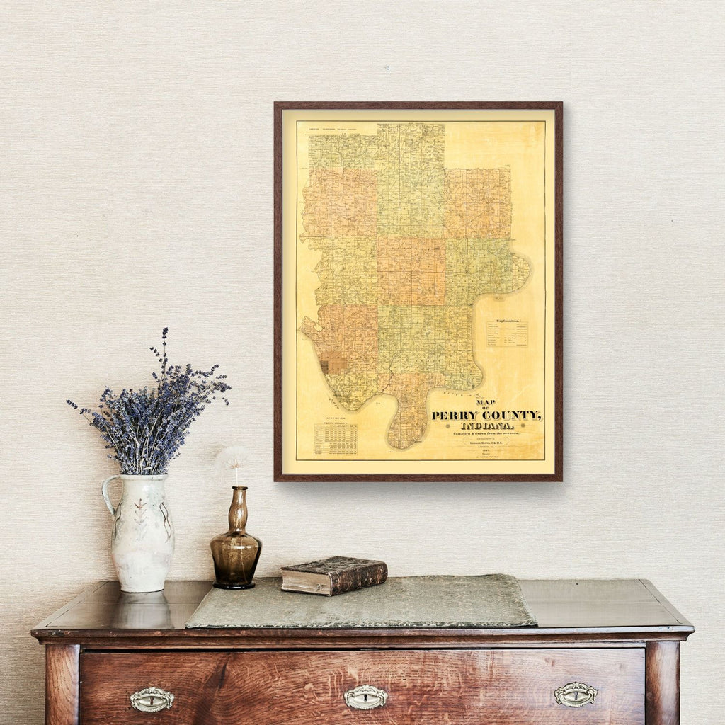 Vintage Map of Perry County, Indiana 1894