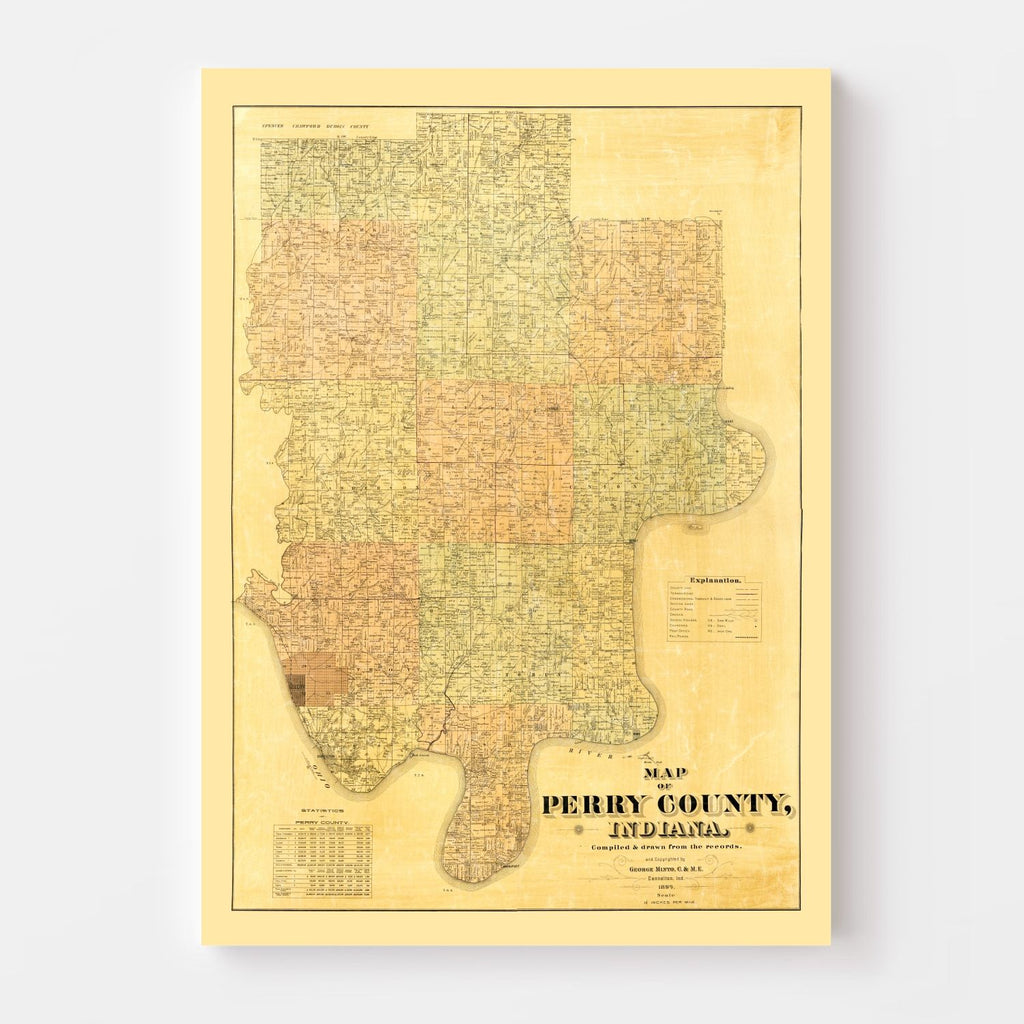 Vintage Map of Perry County, Indiana 1894