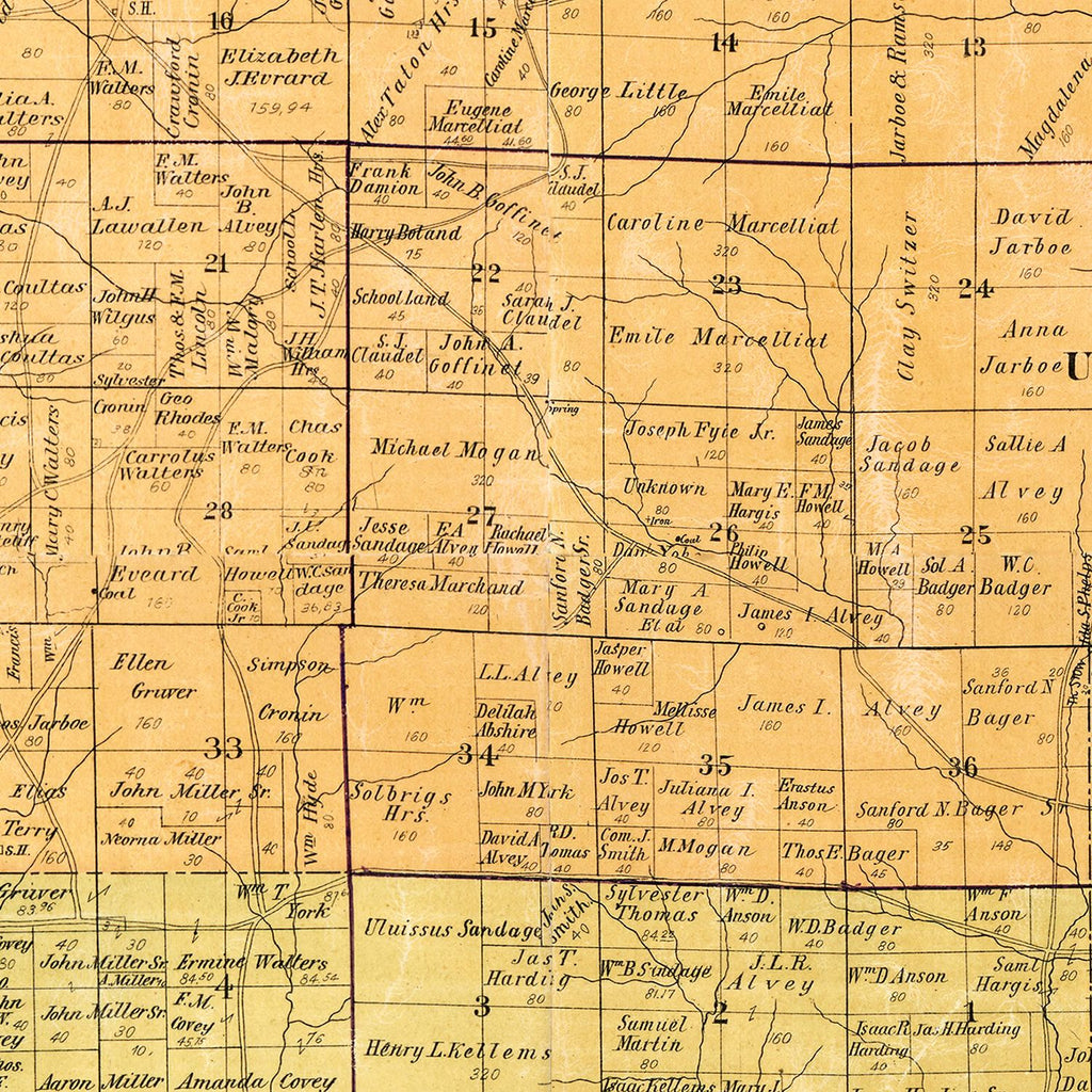 Vintage Map of Perry County, Indiana 1894