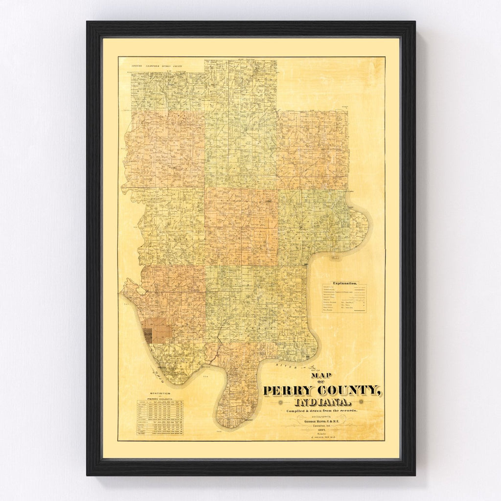 Vintage Map of Perry County, Indiana 1894