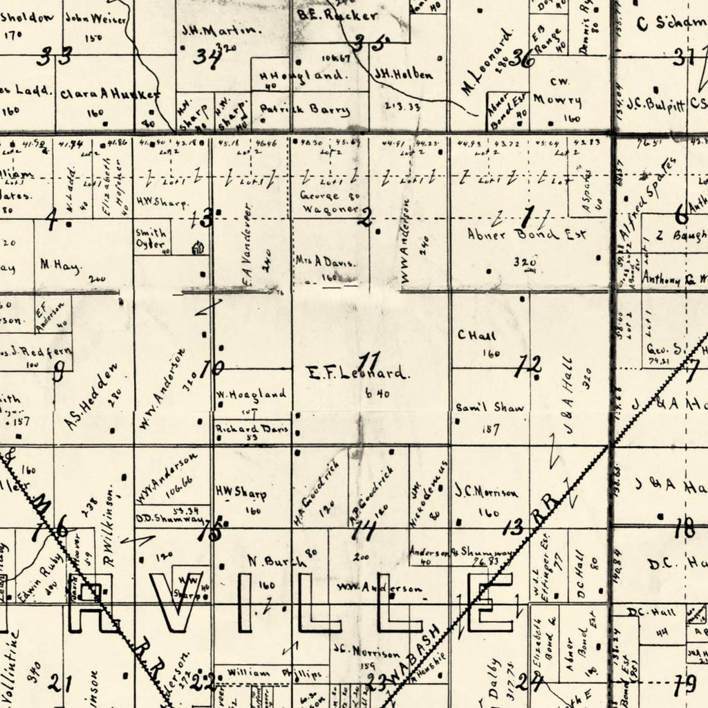 Vintage Map of Christian County, Illinois 1893