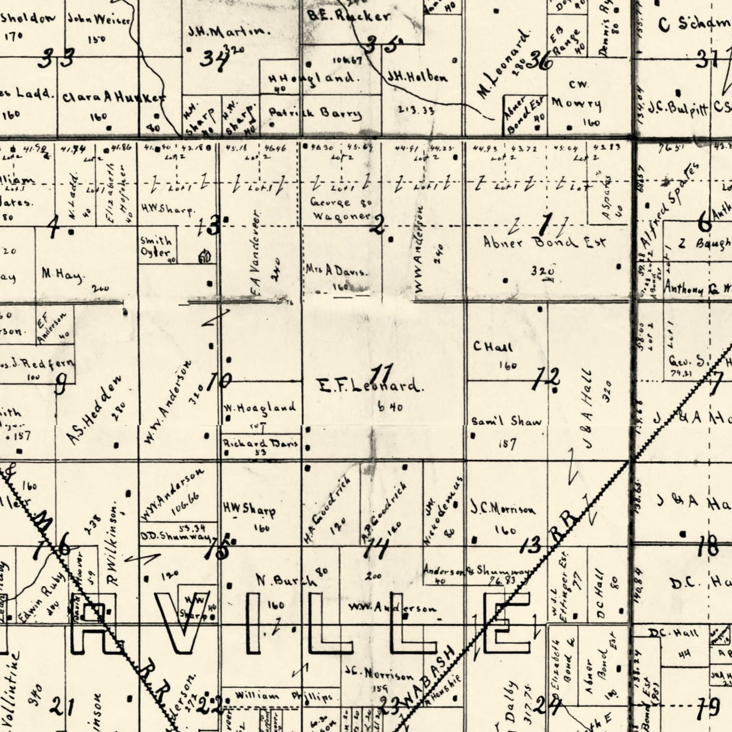 Vintage Map of Christian County, Illinois 1893