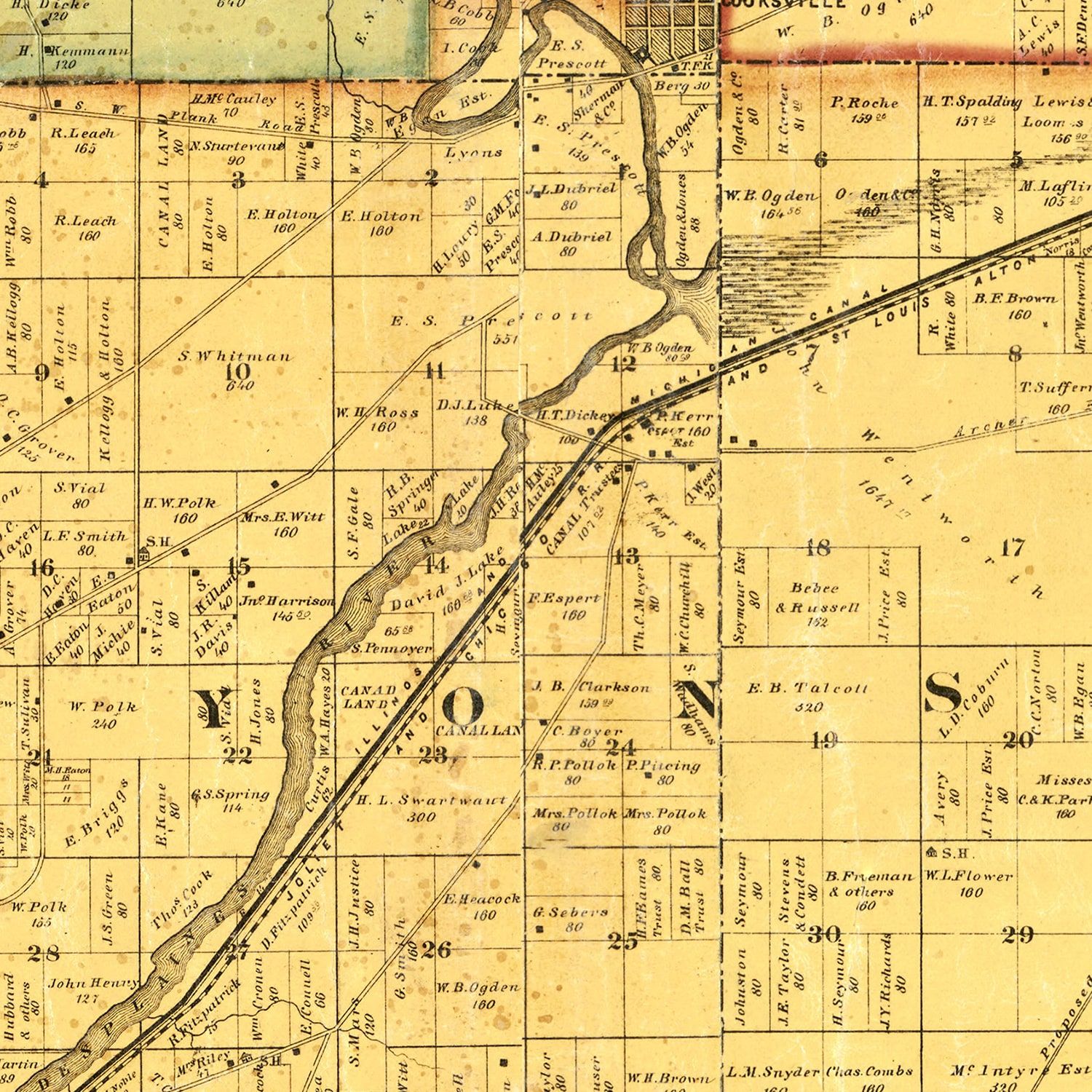 Vintage Map of Cook County, Illinois 1861