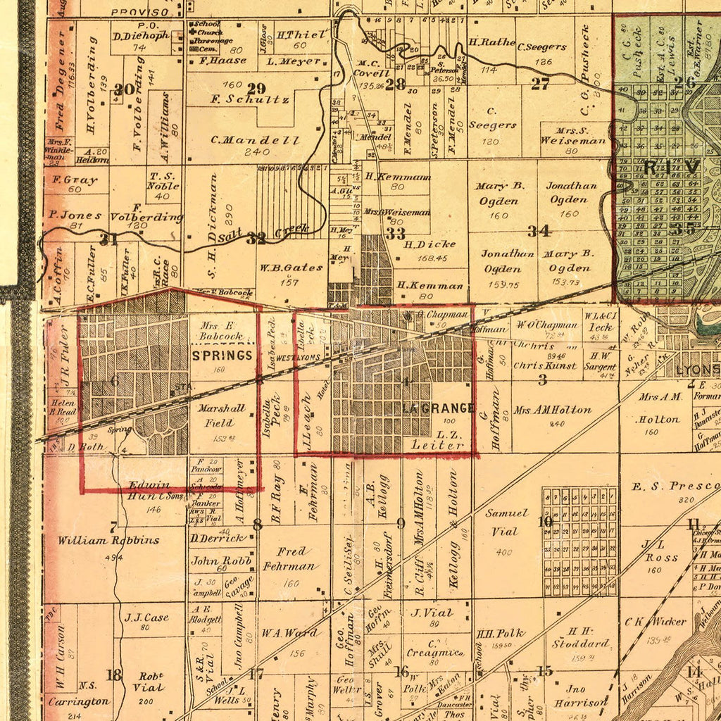 Vintage Map of Cook County, Illinois 1886