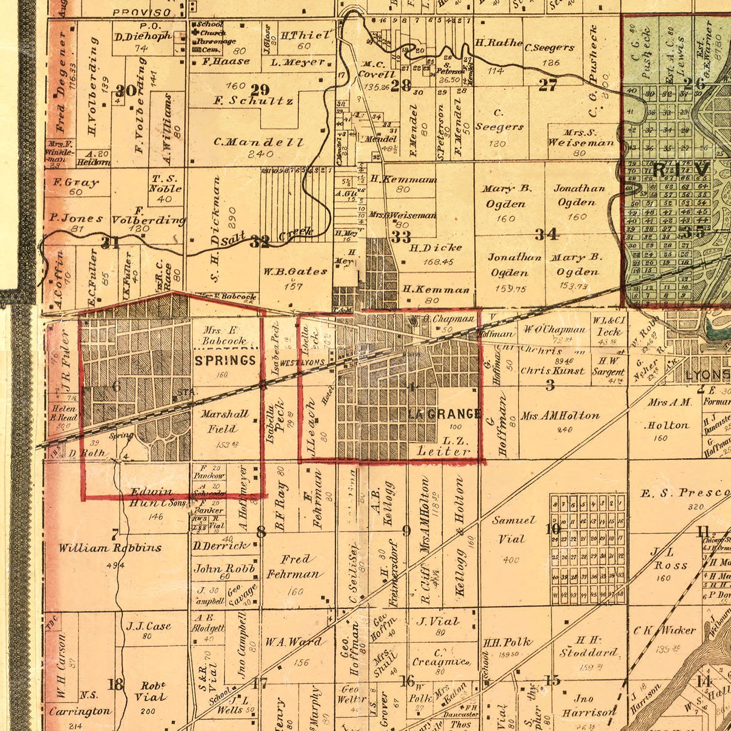 Vintage Map of Cook County, Illinois 1886