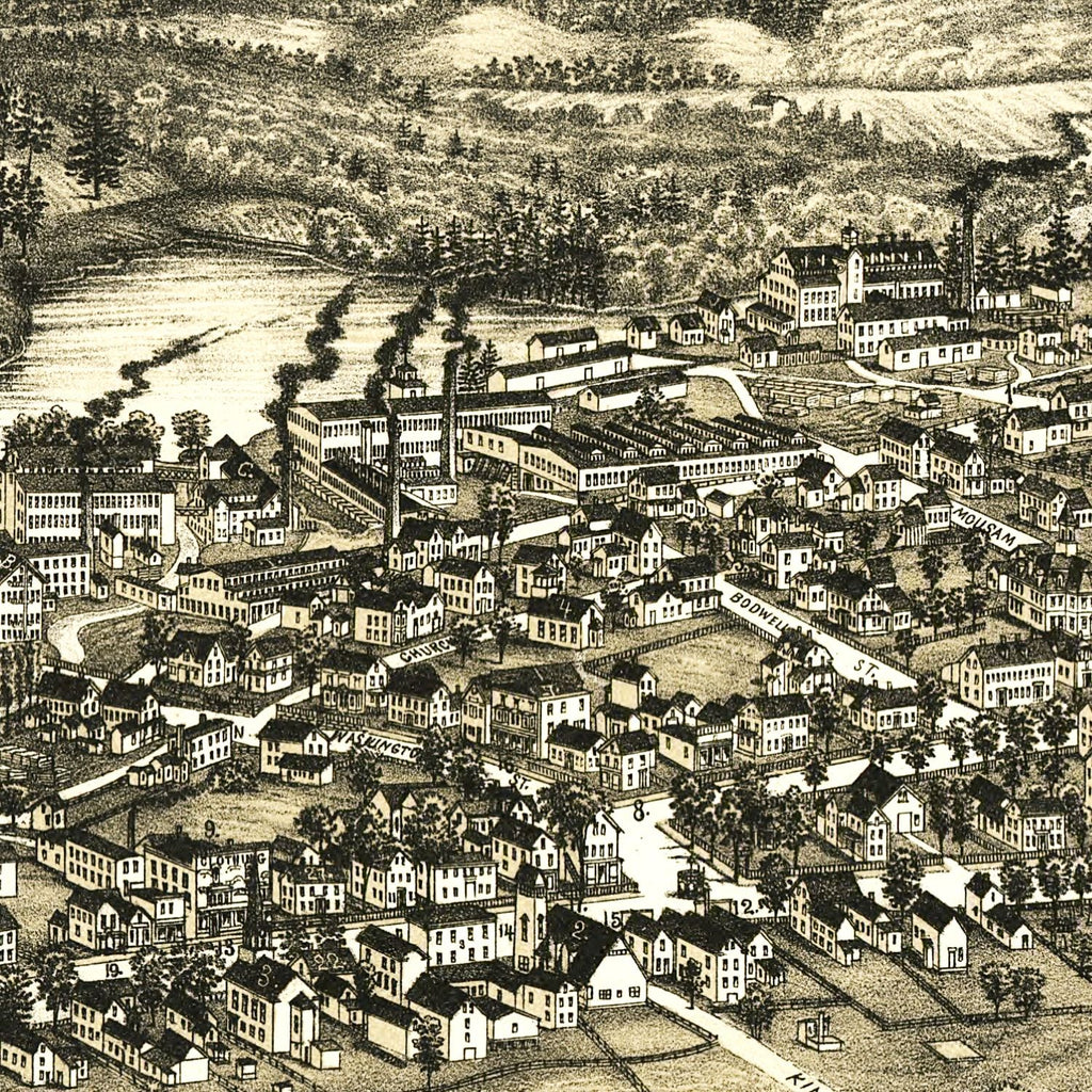 Vintage Map of Sanford, Maine 1889