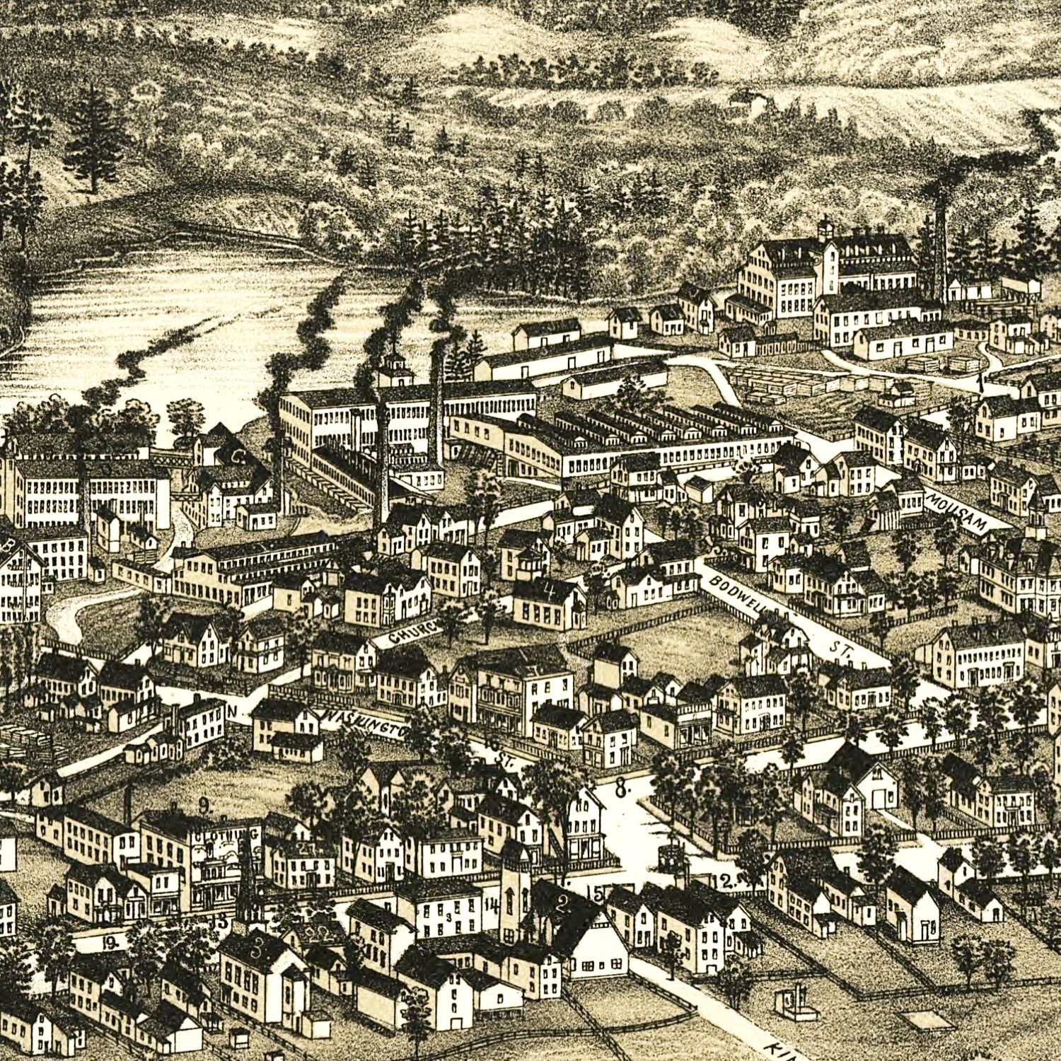 Vintage Map of Sanford, Maine 1889